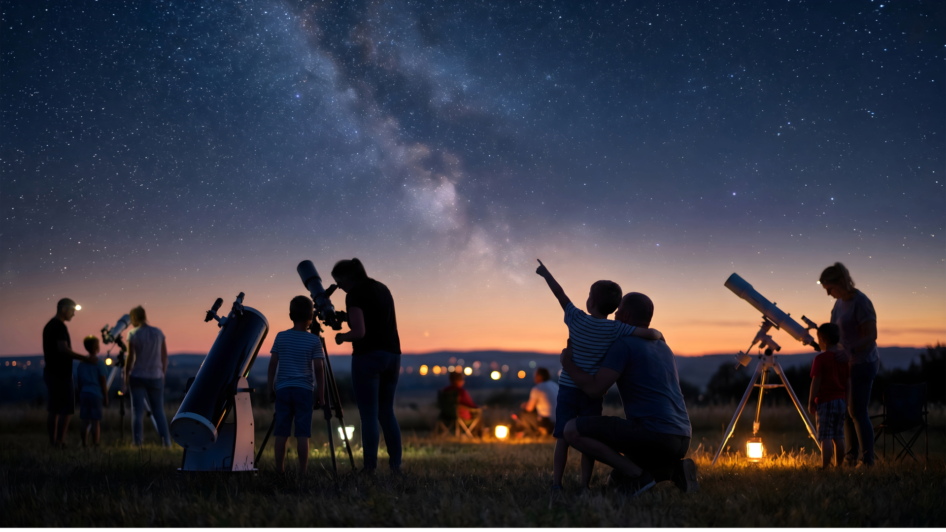 People exploring the night sky with telescopes at a CCAS astronomy event